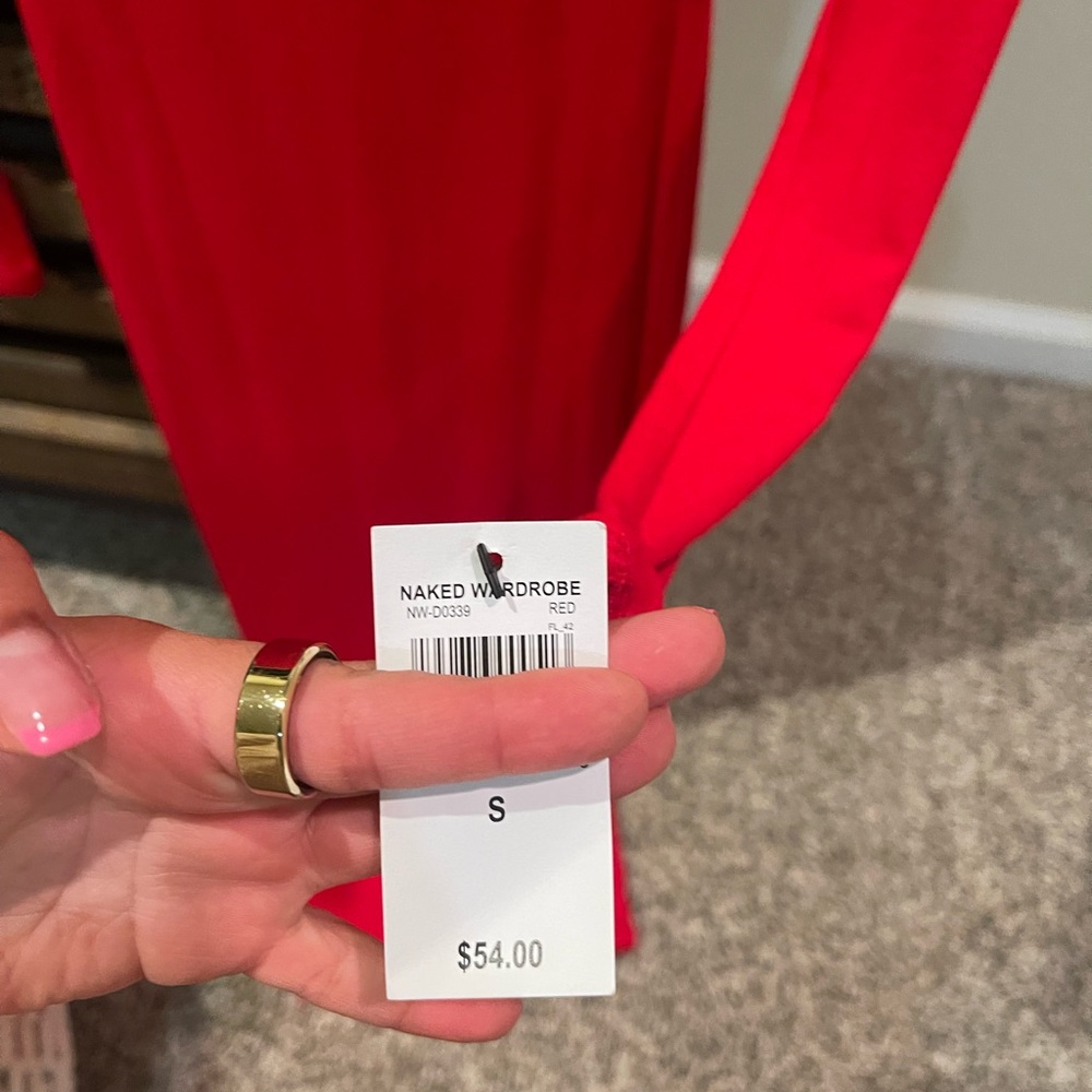 Red naked wardrobe bodycon dress